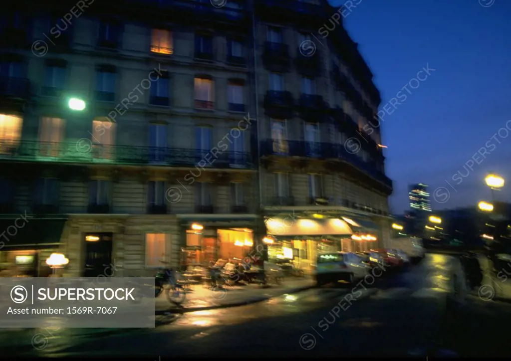 France, Paris, street at night