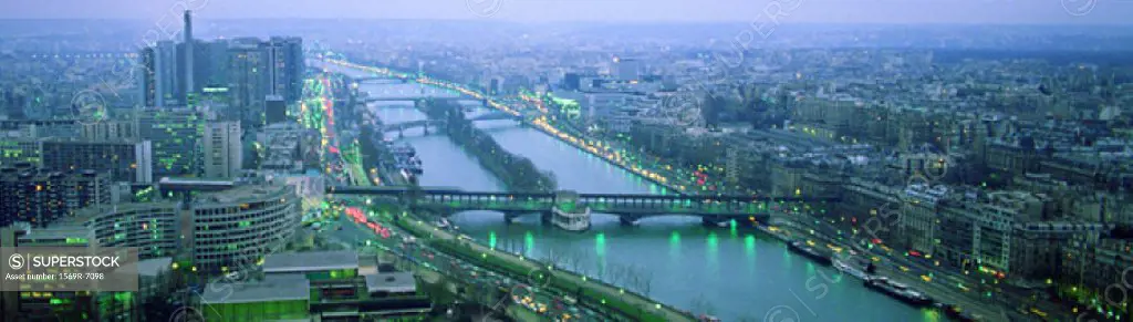 France, Paris, the River Seine, panoramic view