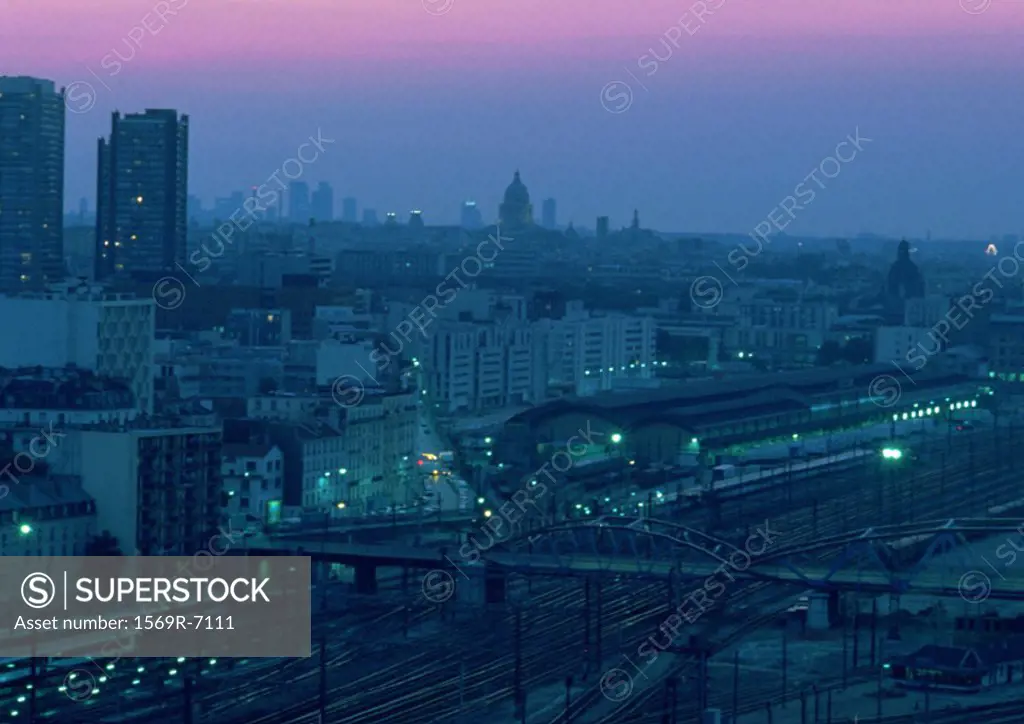 France, Paris, train station at dusk