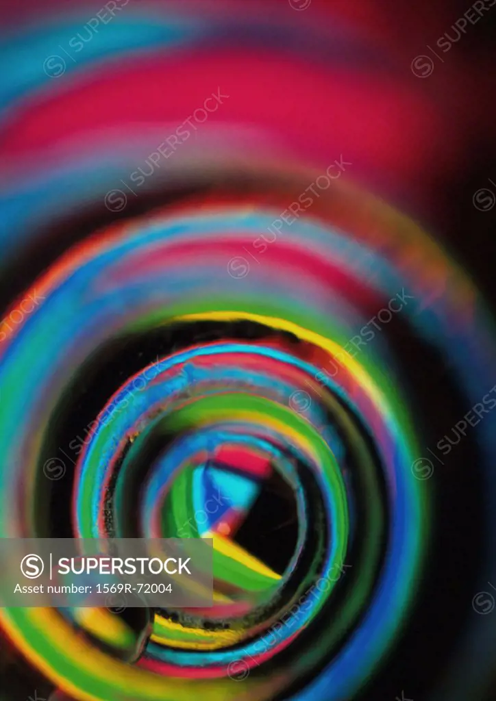 Spiraling light effect, rainbow colors
