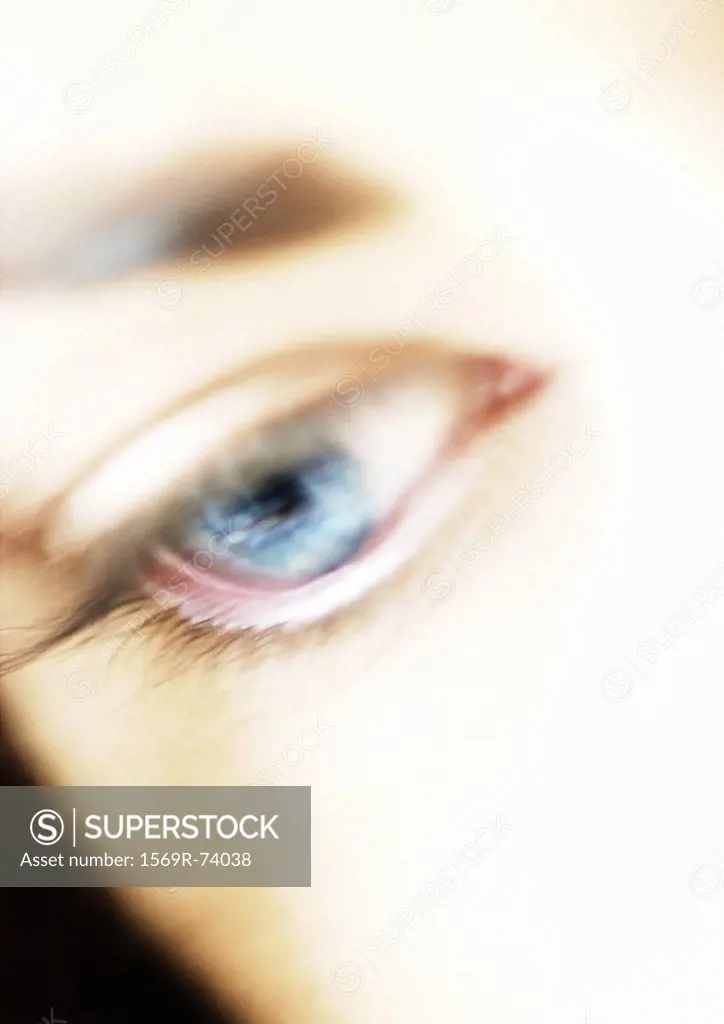 Woman´s blue eye, high angle view, close-up
