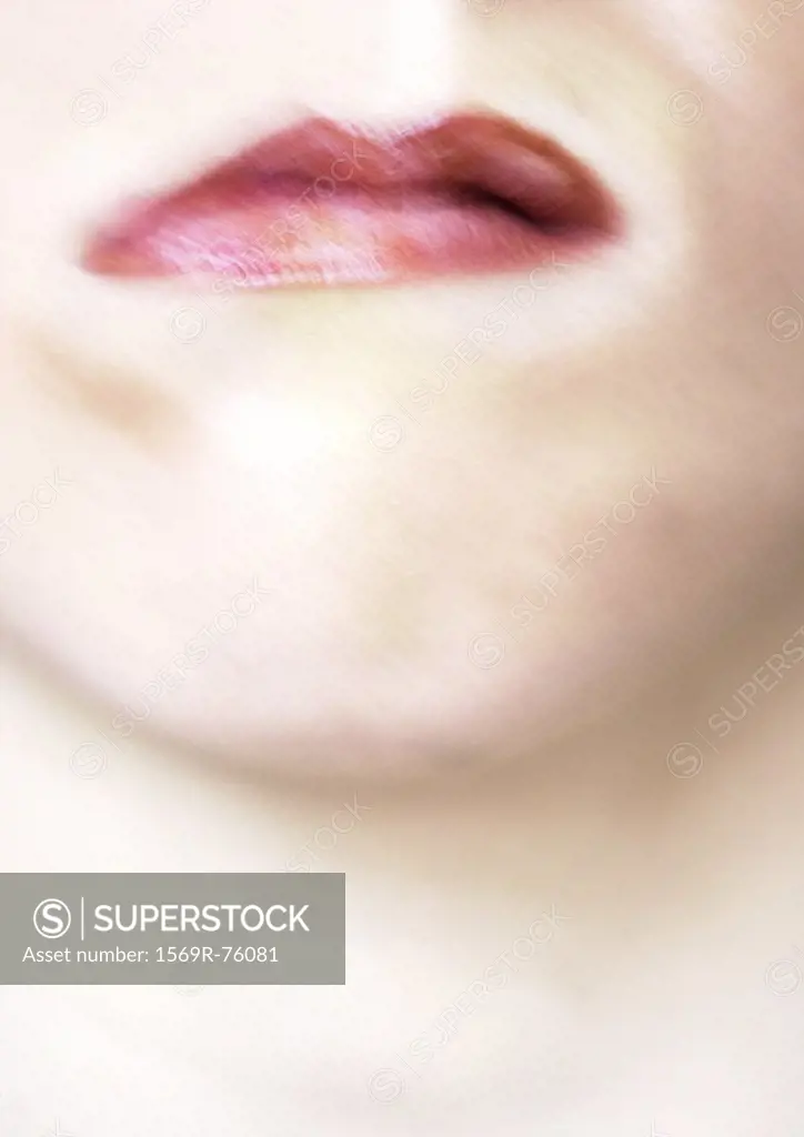 Close up of woman´s mouth, blurry