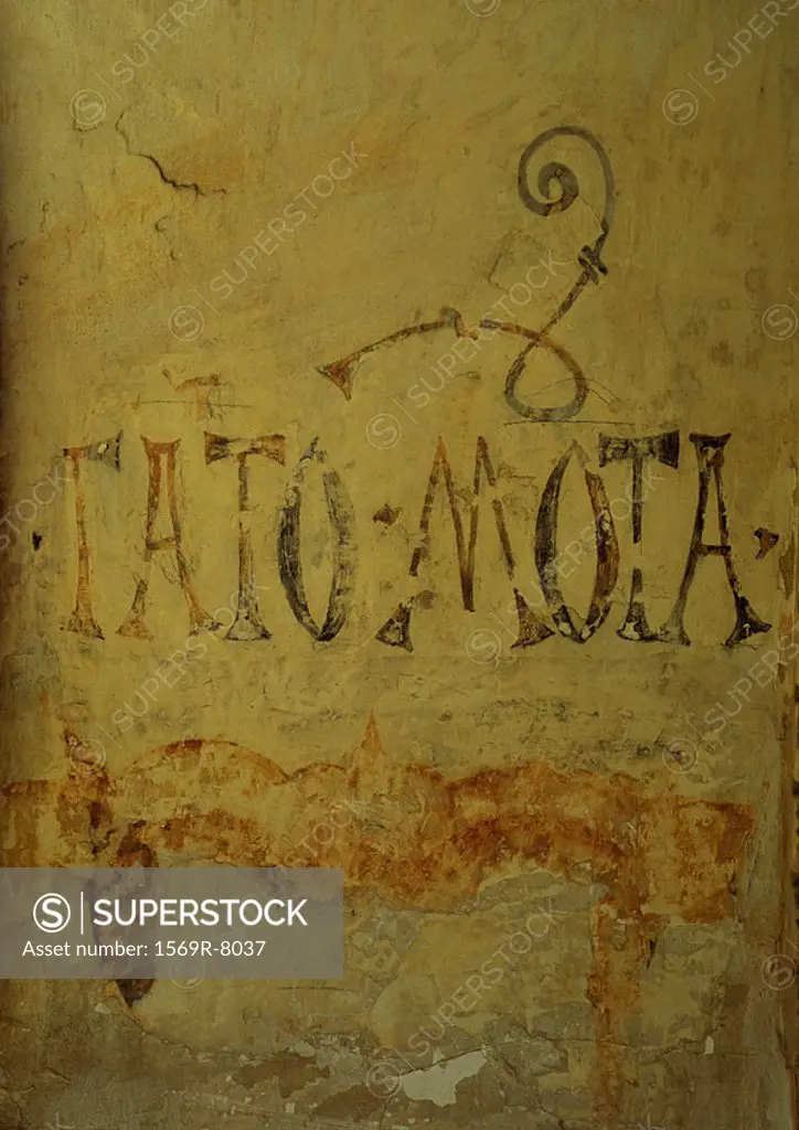 Spain, Granada, Montefrio, ´Tato Mota´ motto of Spanish monarchs type on stone wall