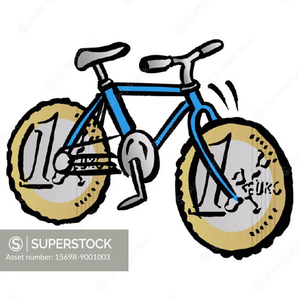 Bicycle with euro coins for wheels