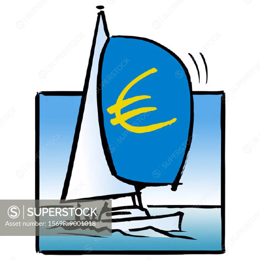 Sailboat with euro sign on sail