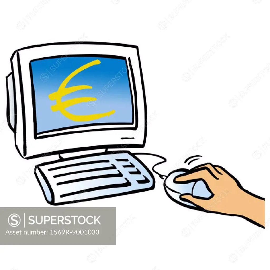Computer with euro sign on screen
