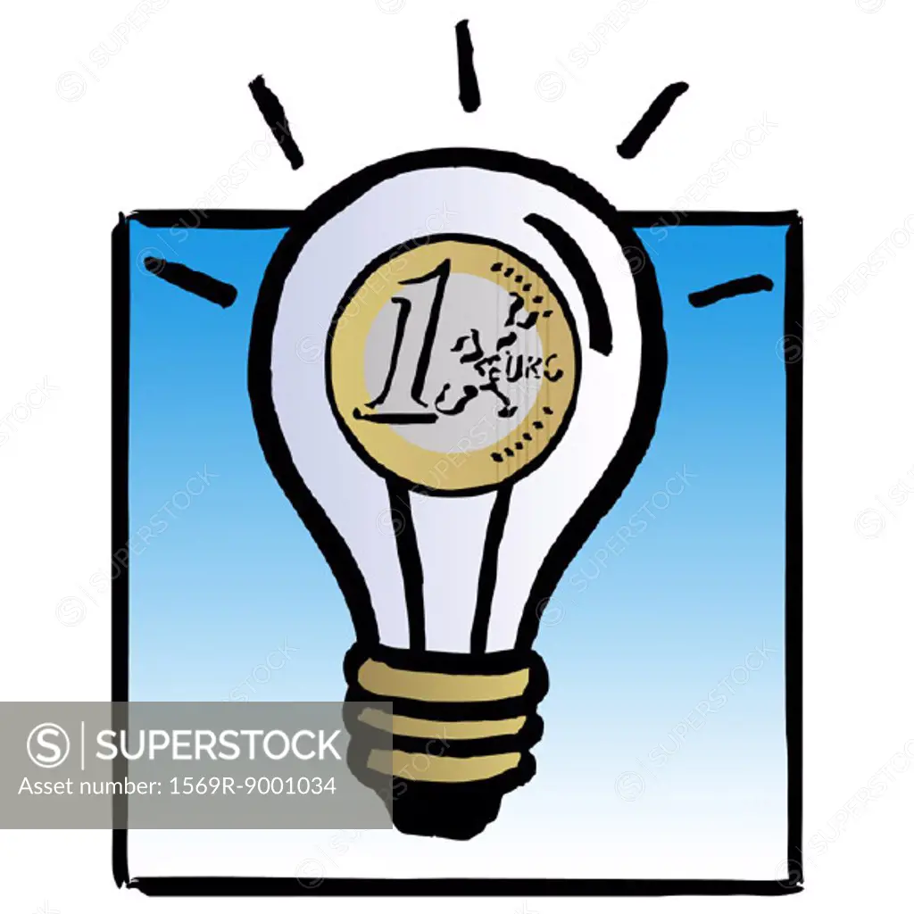 Euro coin in lightbulb