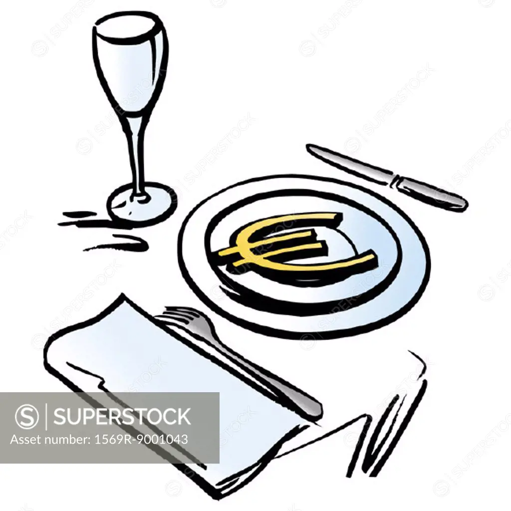 Euro symbol on dinner plate