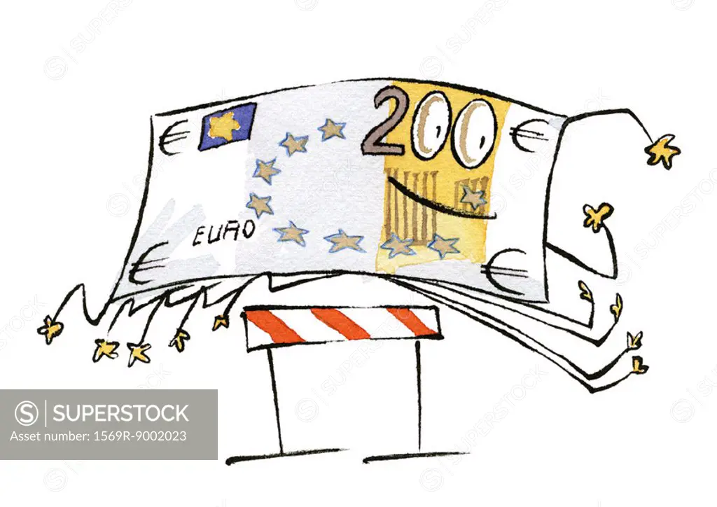 Euro bill jumping hurdle