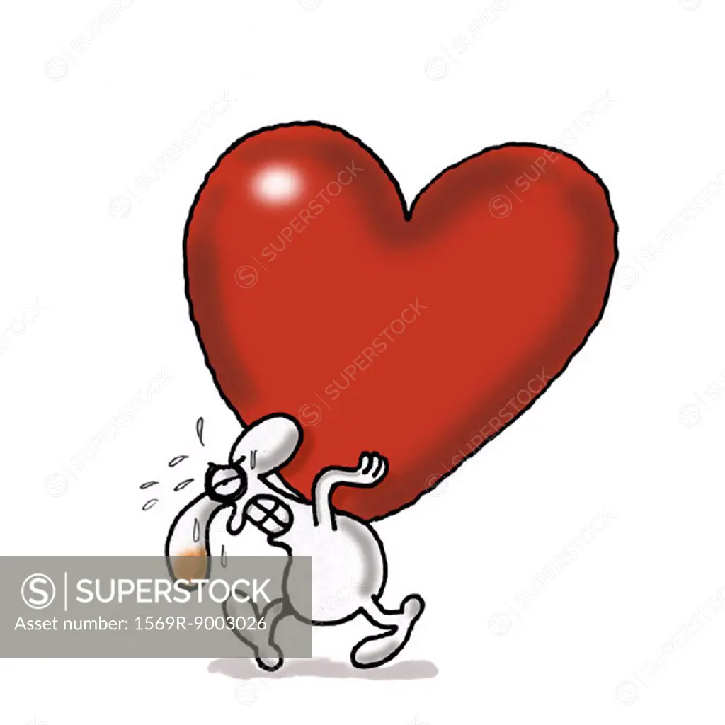 Man carrying heart on back
