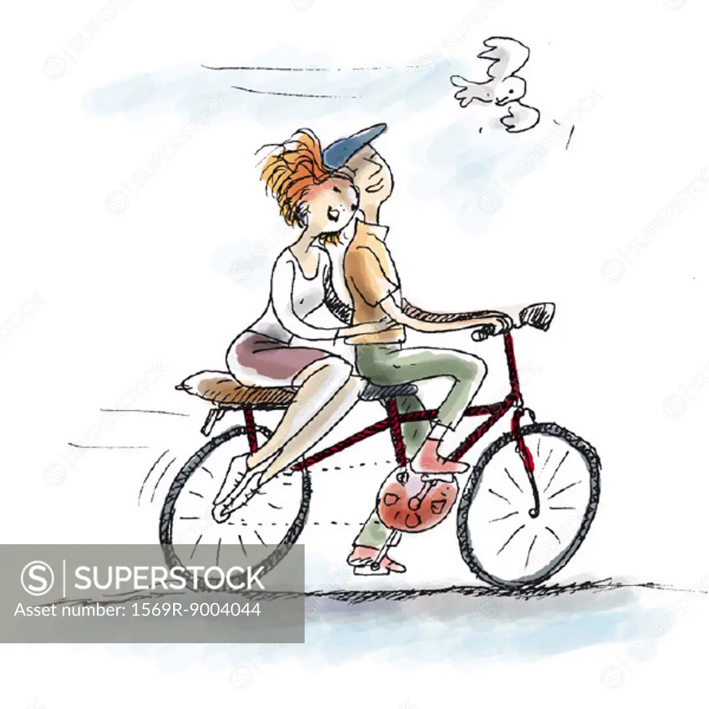 Couple on bicycle