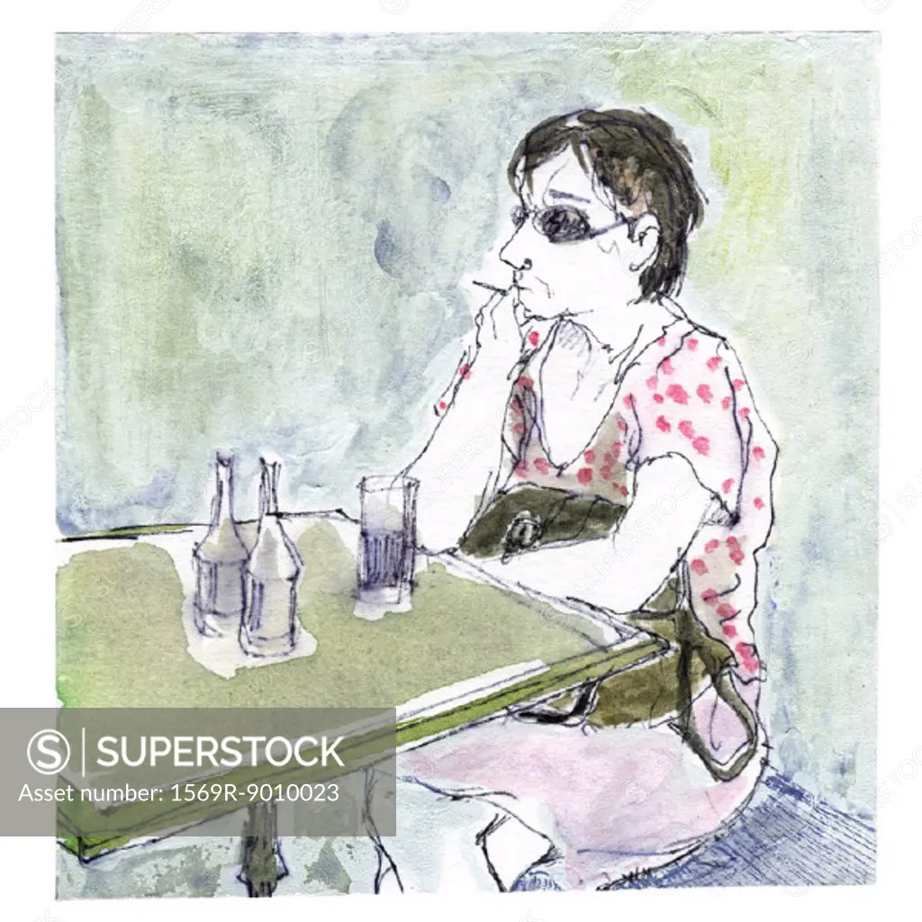 Woman sitting at table