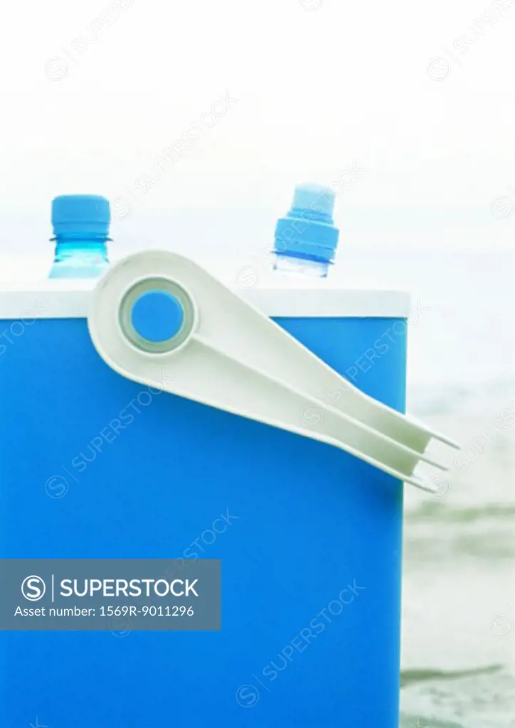 Cooler holding water bottles