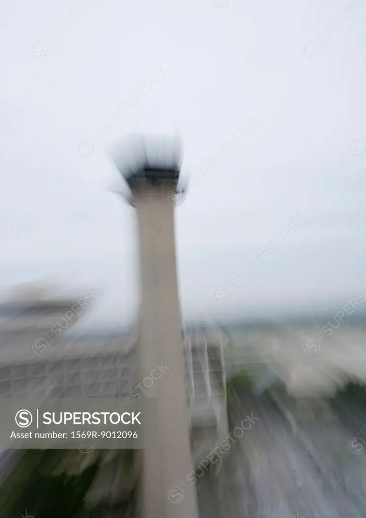 Airport control tower, blurred