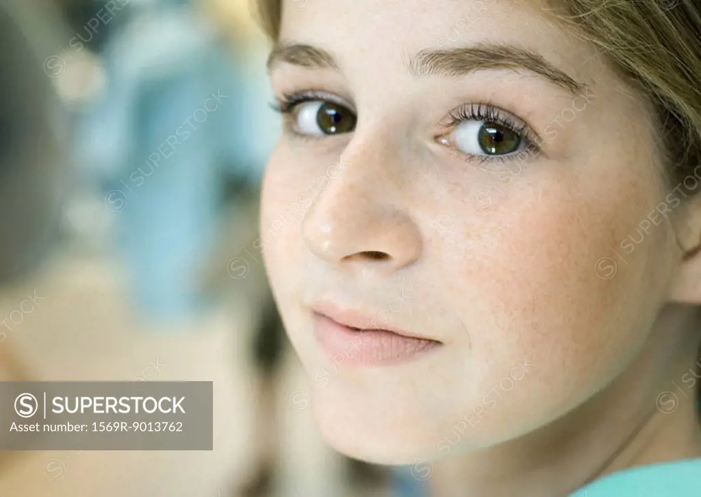 Preteen girl, close-up of face