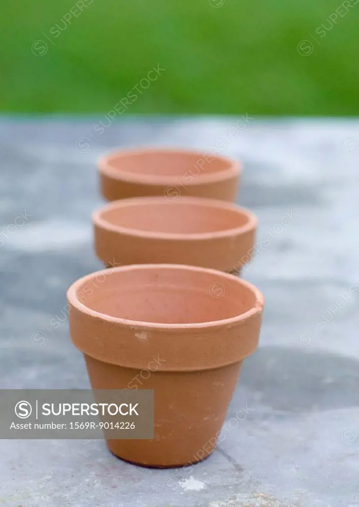 Three terracotta pots