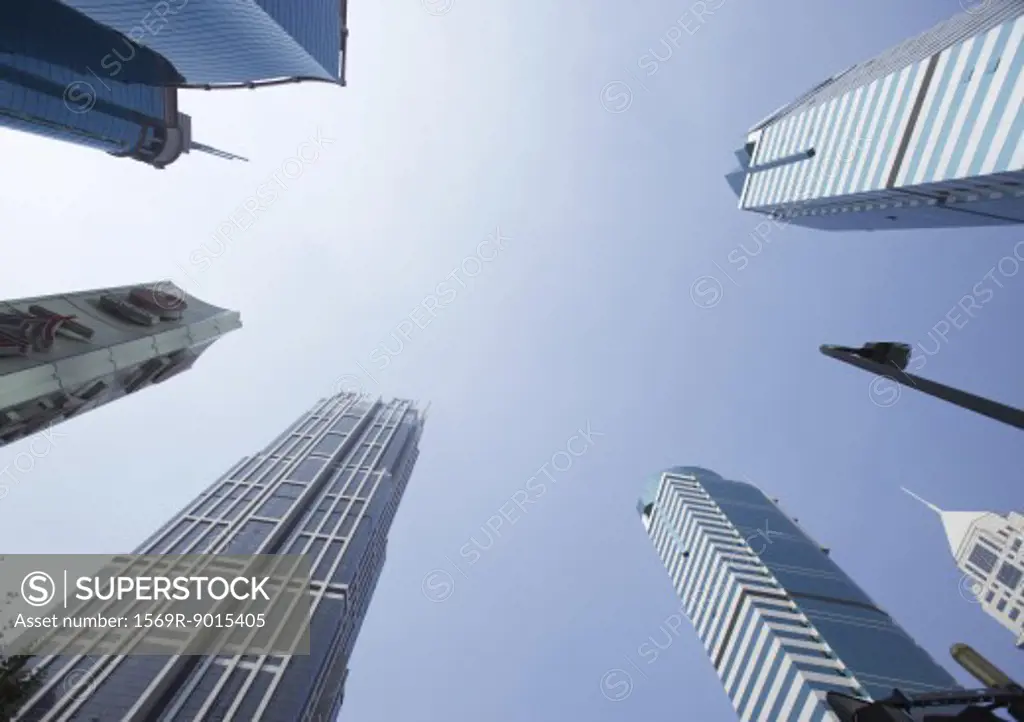 Skyscrapers, Shanghai, China, low angle view