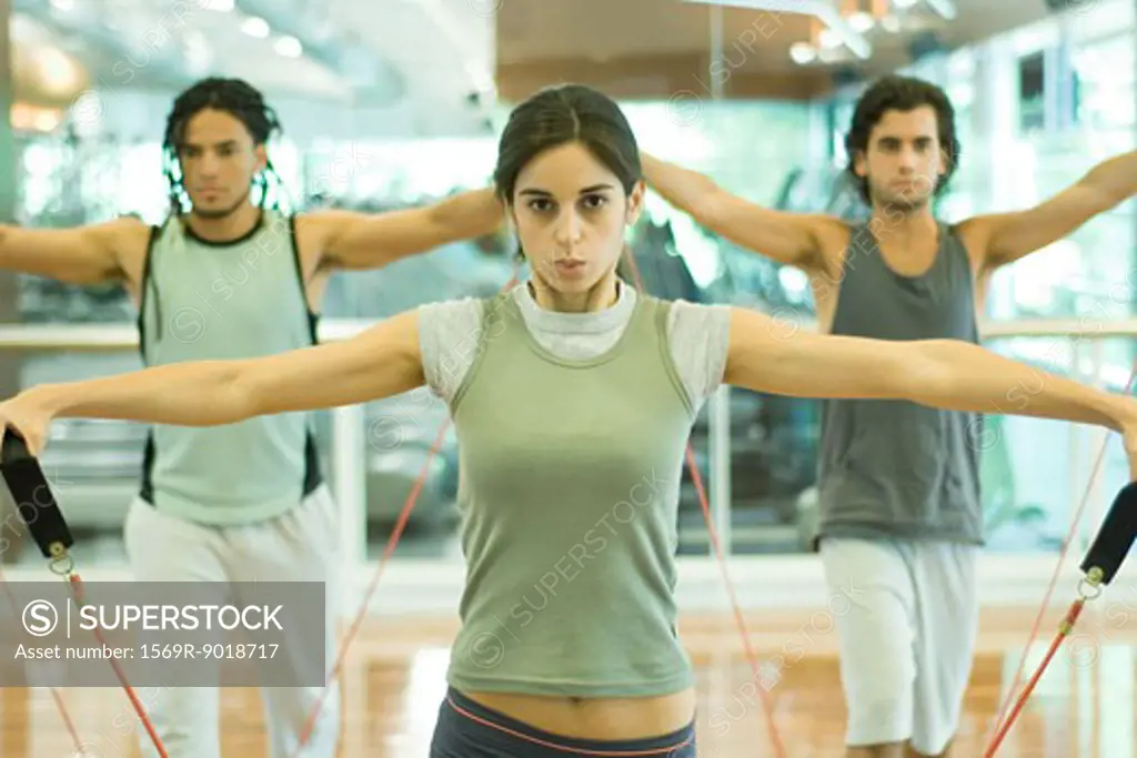 Exercise class using resistance bands