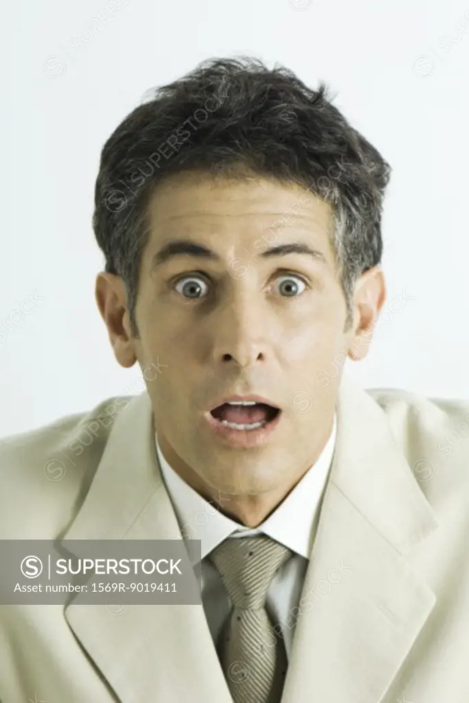 Man making surprised face, portrait