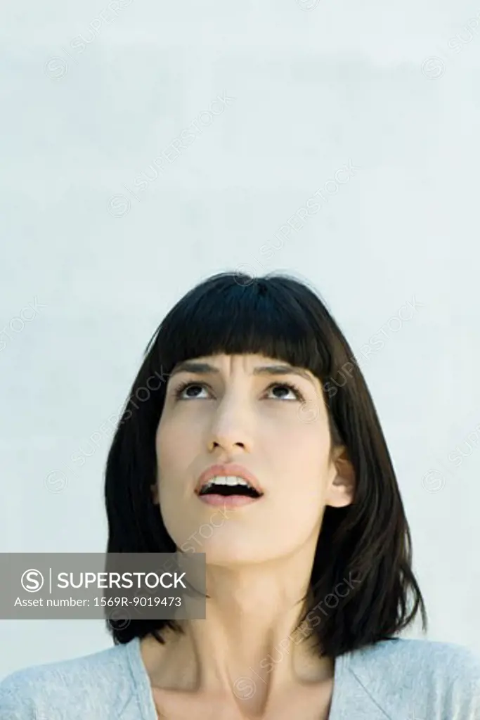 Woman, looking up, portrait