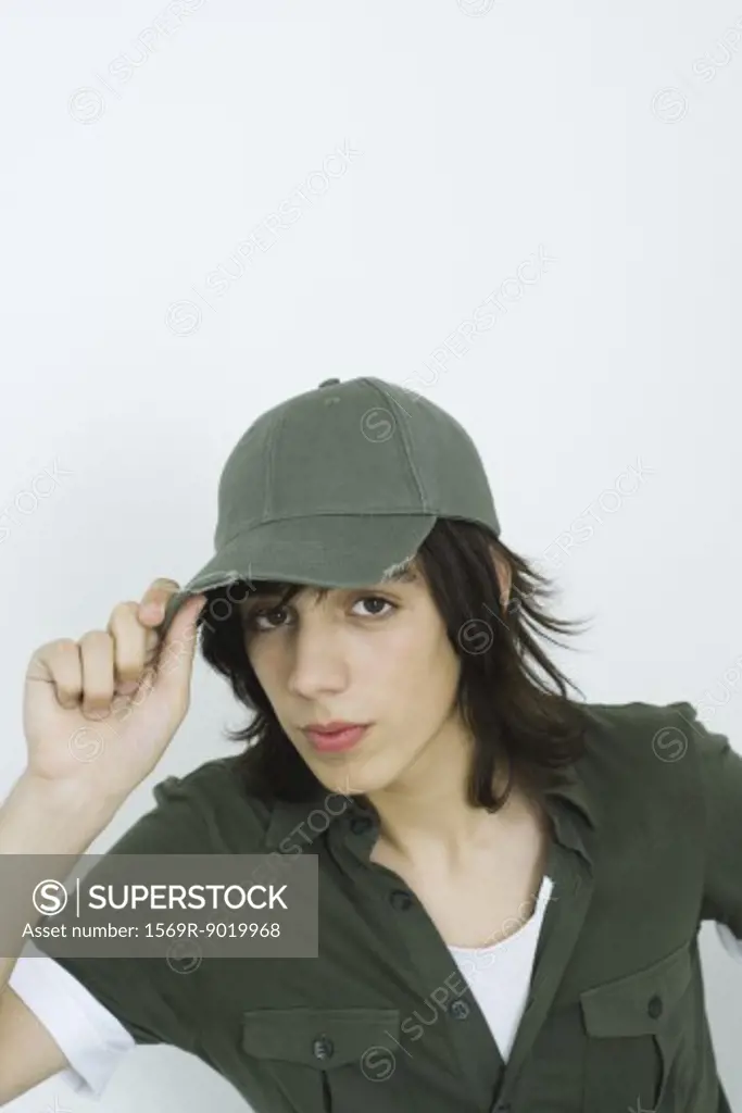 Teen boy wearing cap, portrait