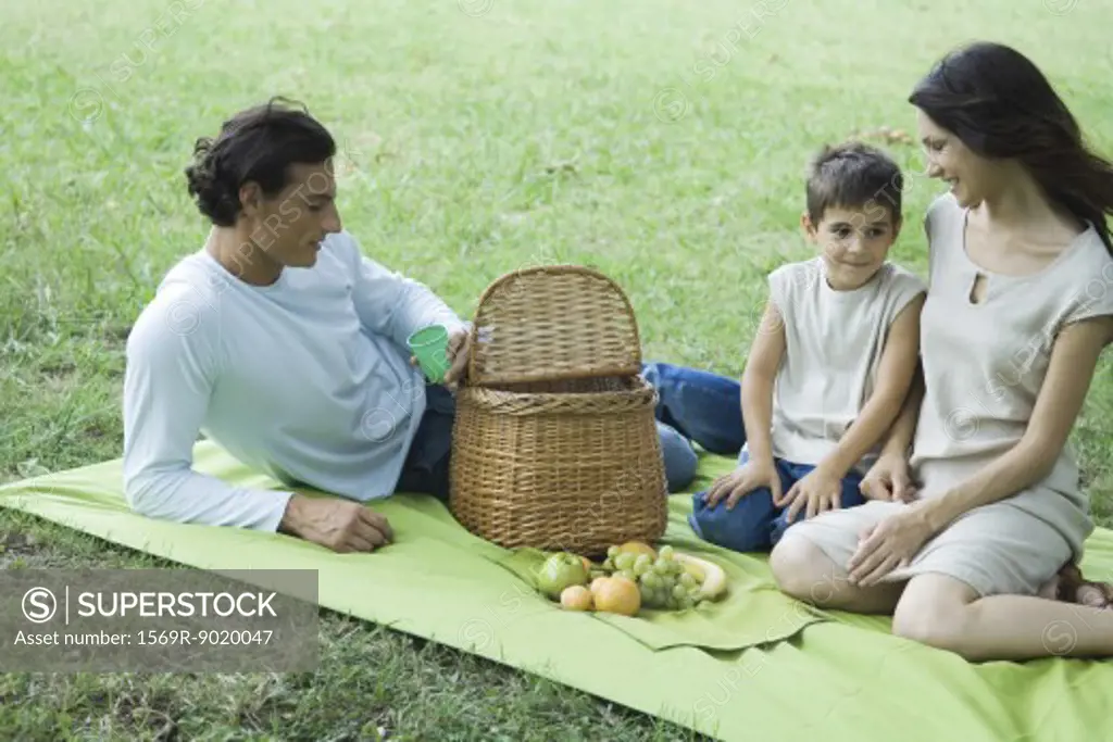 Family having picnic