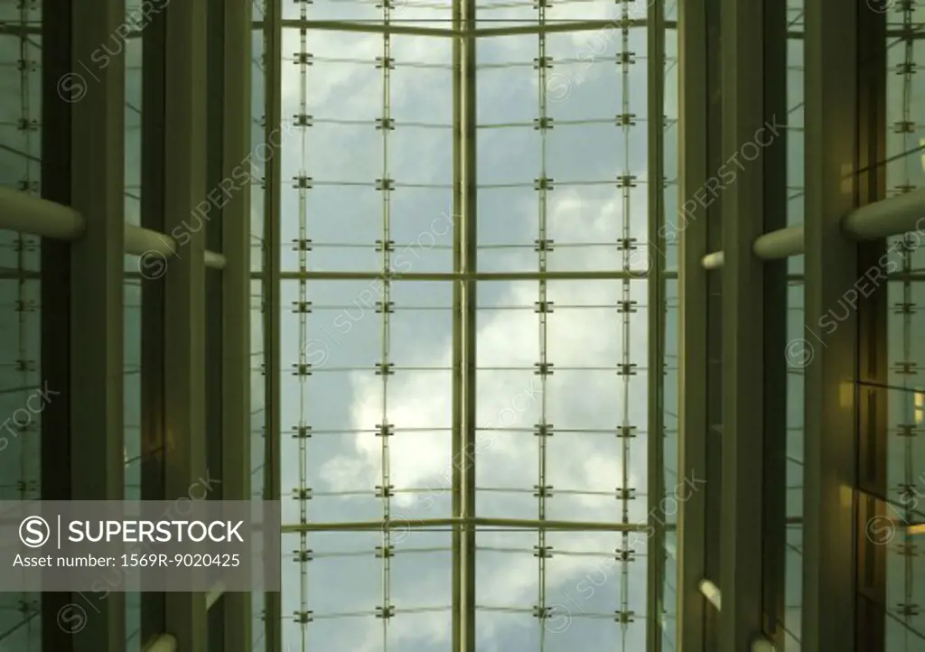Building interior, low angle view of glass roof