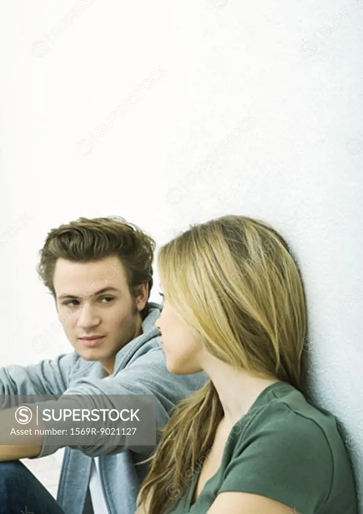 Young couple looking at each other