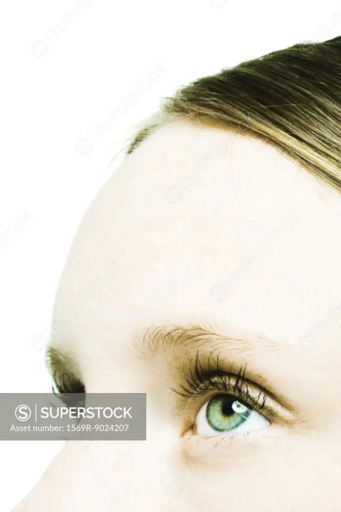 Teenage girl, close-up of eyes and forehead