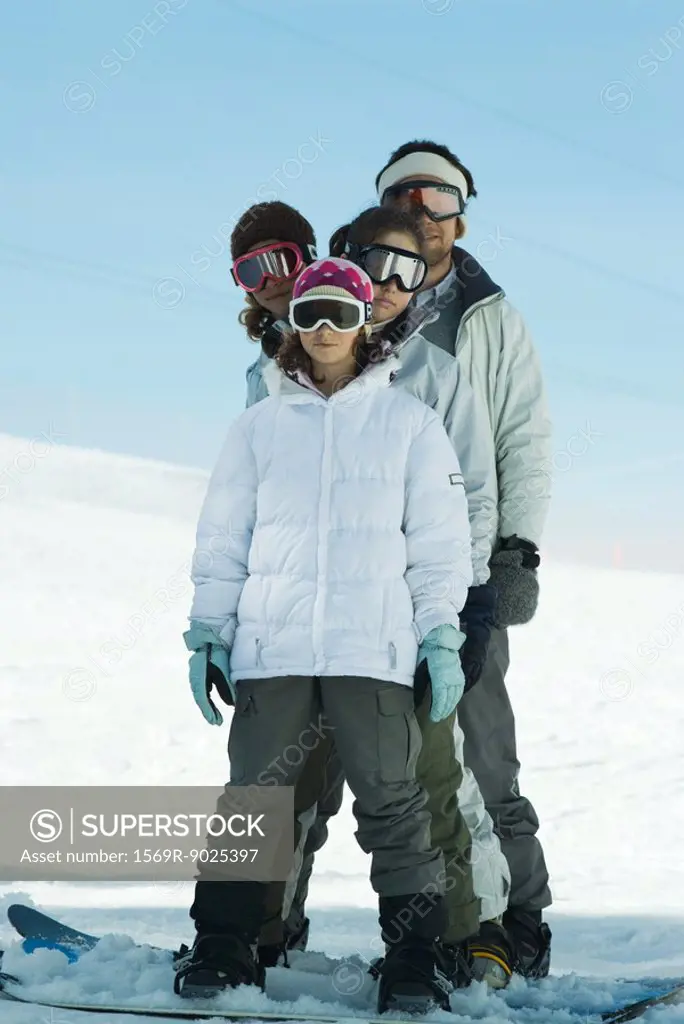 Group of young snowboarders, portrait