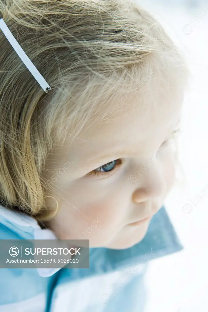 Toddler girl, high angle view, portrait