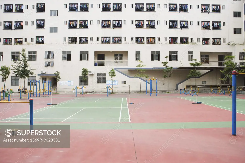 Apartment building complex with fitness court, China