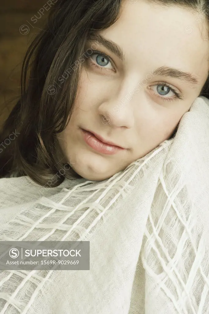 Teen girl with shawl around shoulders, portrait