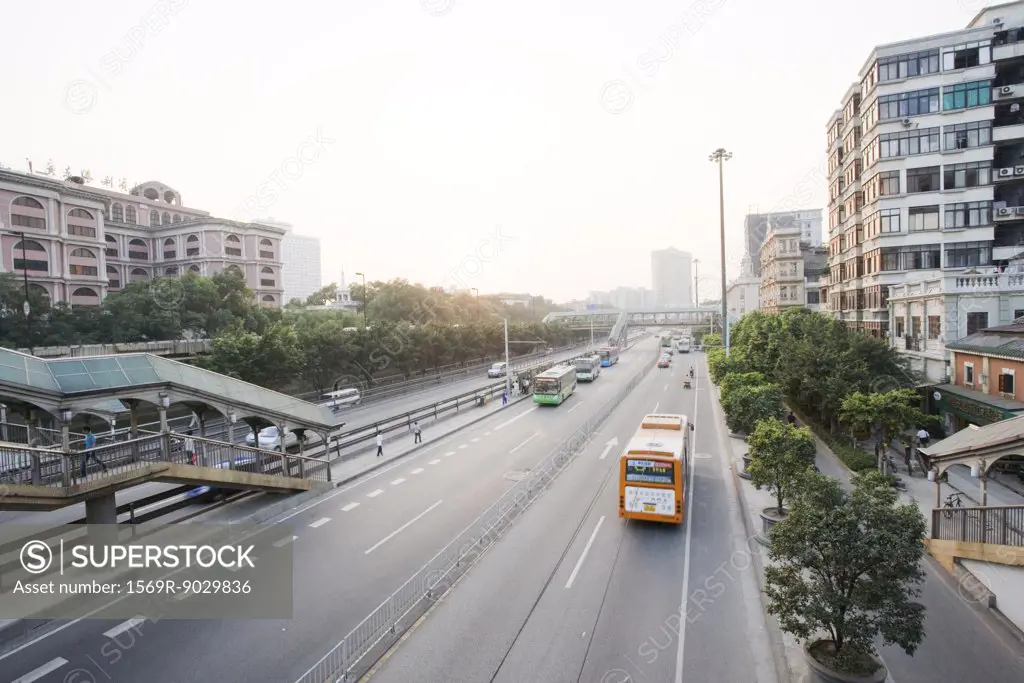 China, city thoroughfare, high angle view
