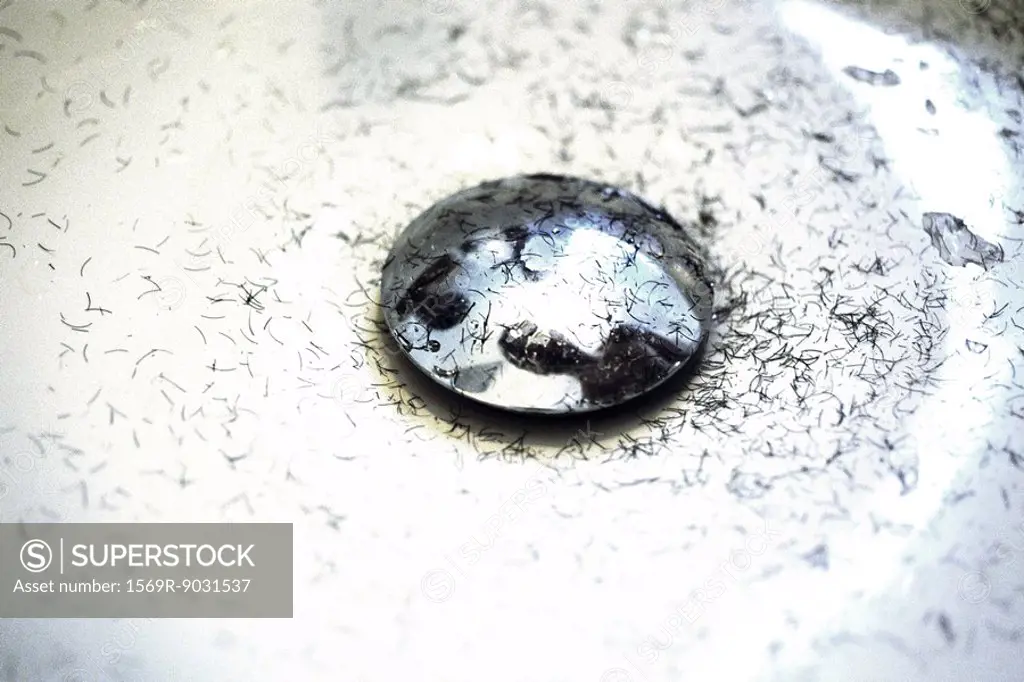 Hair shavings in sink, extreme close-up
