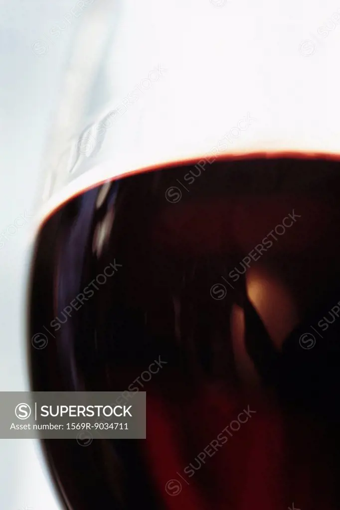 Red wine in wine glass, extreme close-up