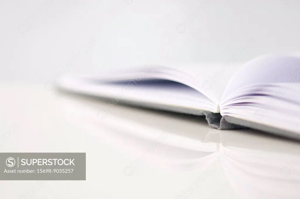 Open book, close-up, selective focus