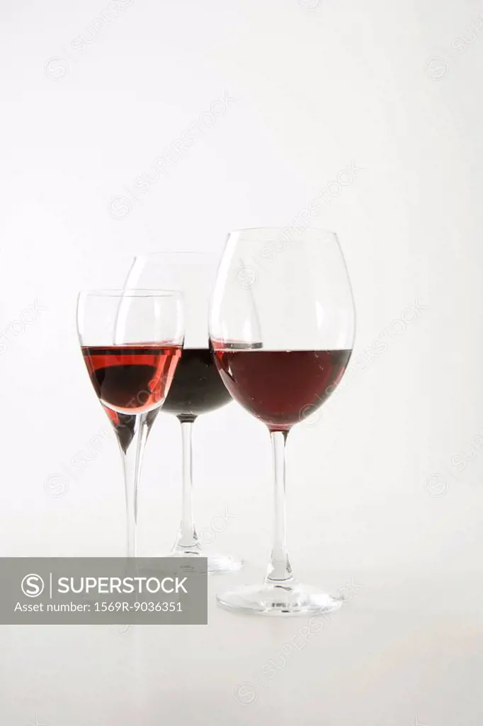 Assorted red wines in glasses