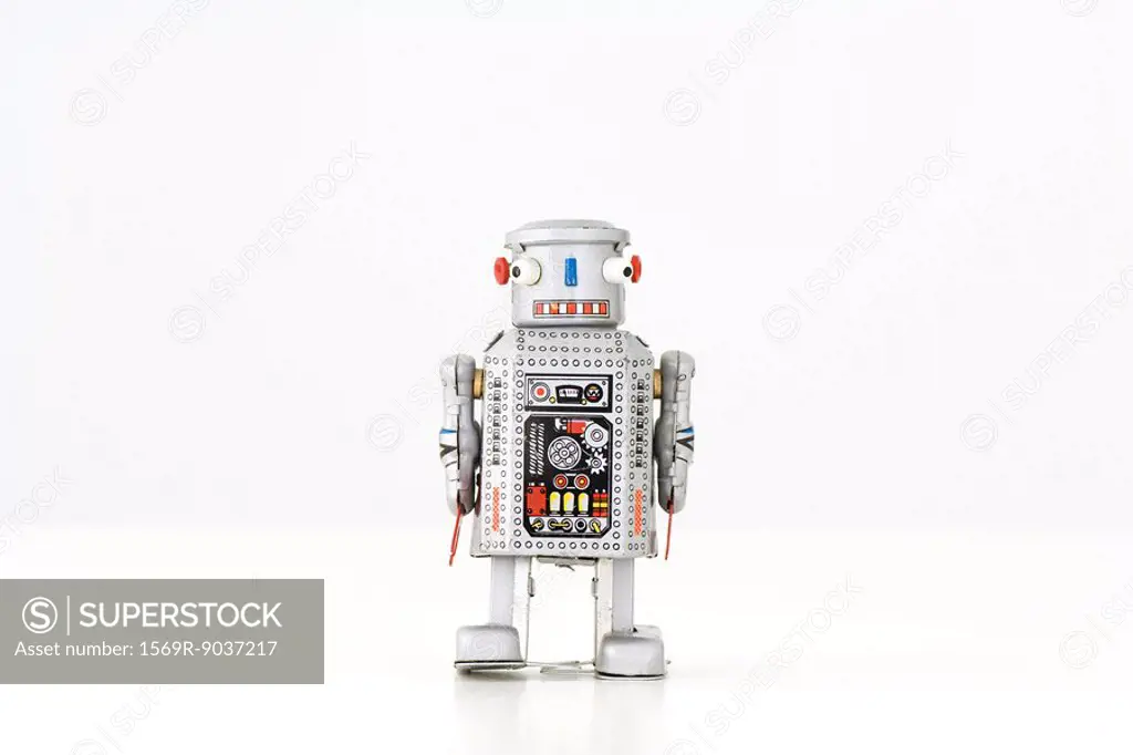 Toy robot walking, full length