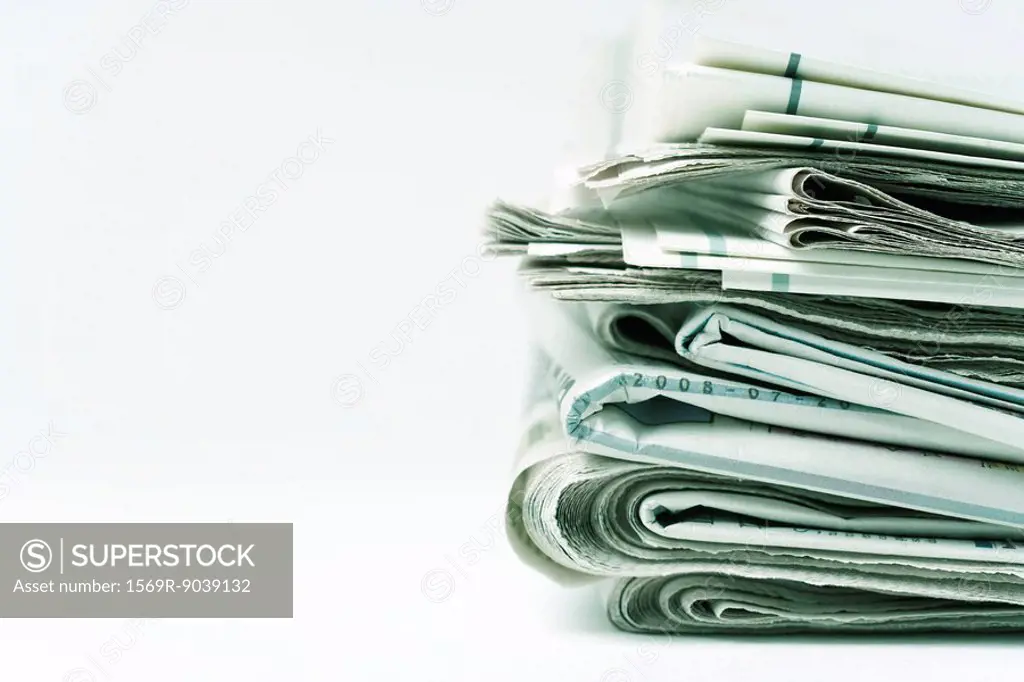 Stack of newspapers, close-up