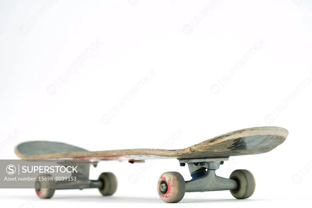 Much ridden skateboard, close-up