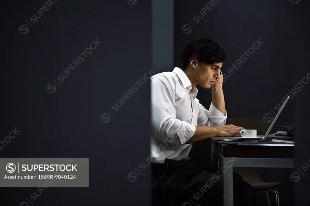 Man in office working late