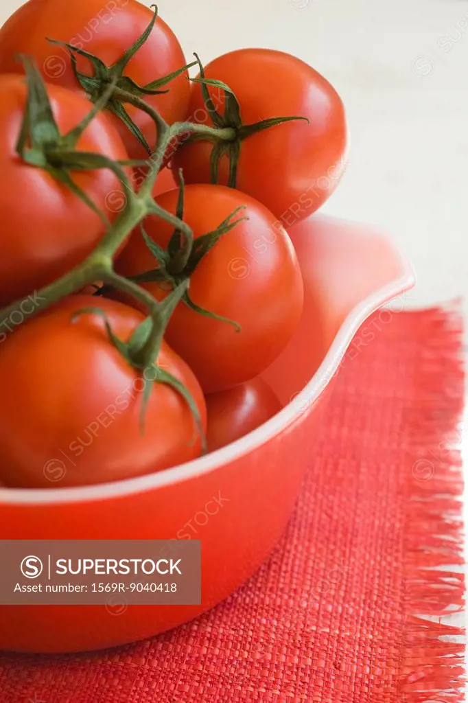 Ripe vine tomatoes in bowl