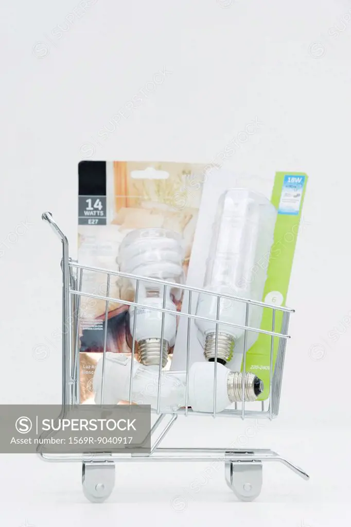 Shopping cart containing energy efficient light_bulbs