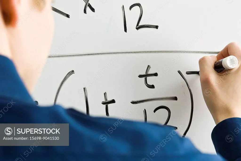 Writing mathematic equation on whiteboard