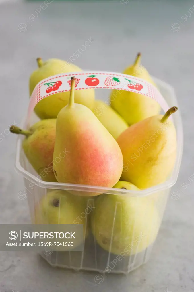 Pears in plastic container