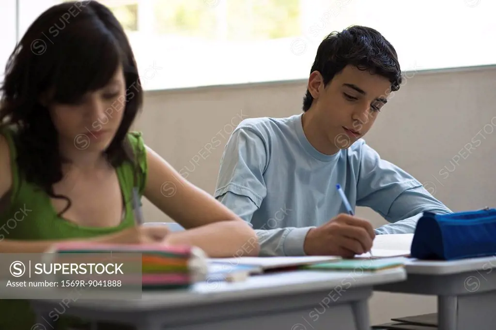 High school students doing classwork