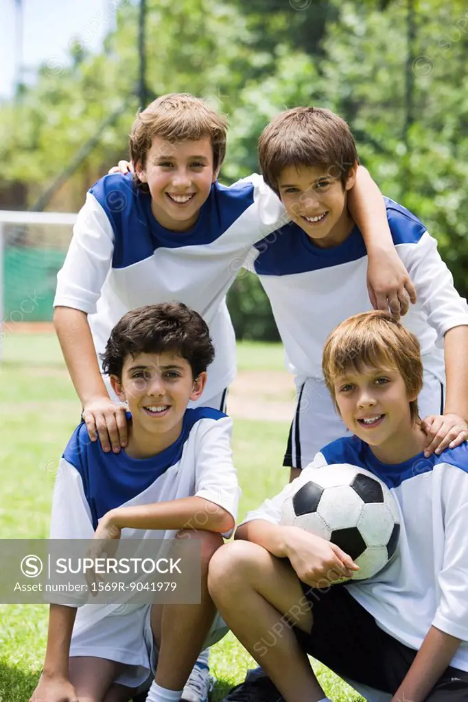 Young soccer teammates, portrait