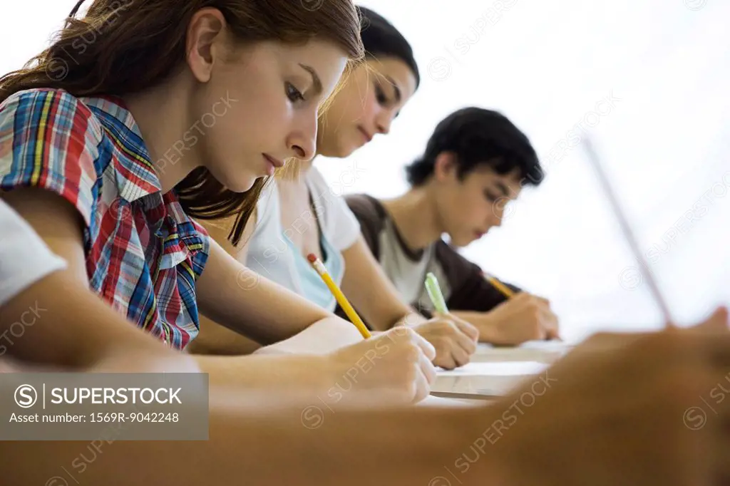 High school students concentrating in class