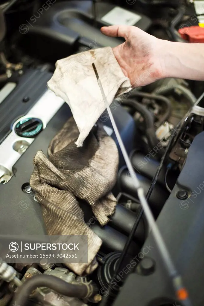 Checking car engine oil